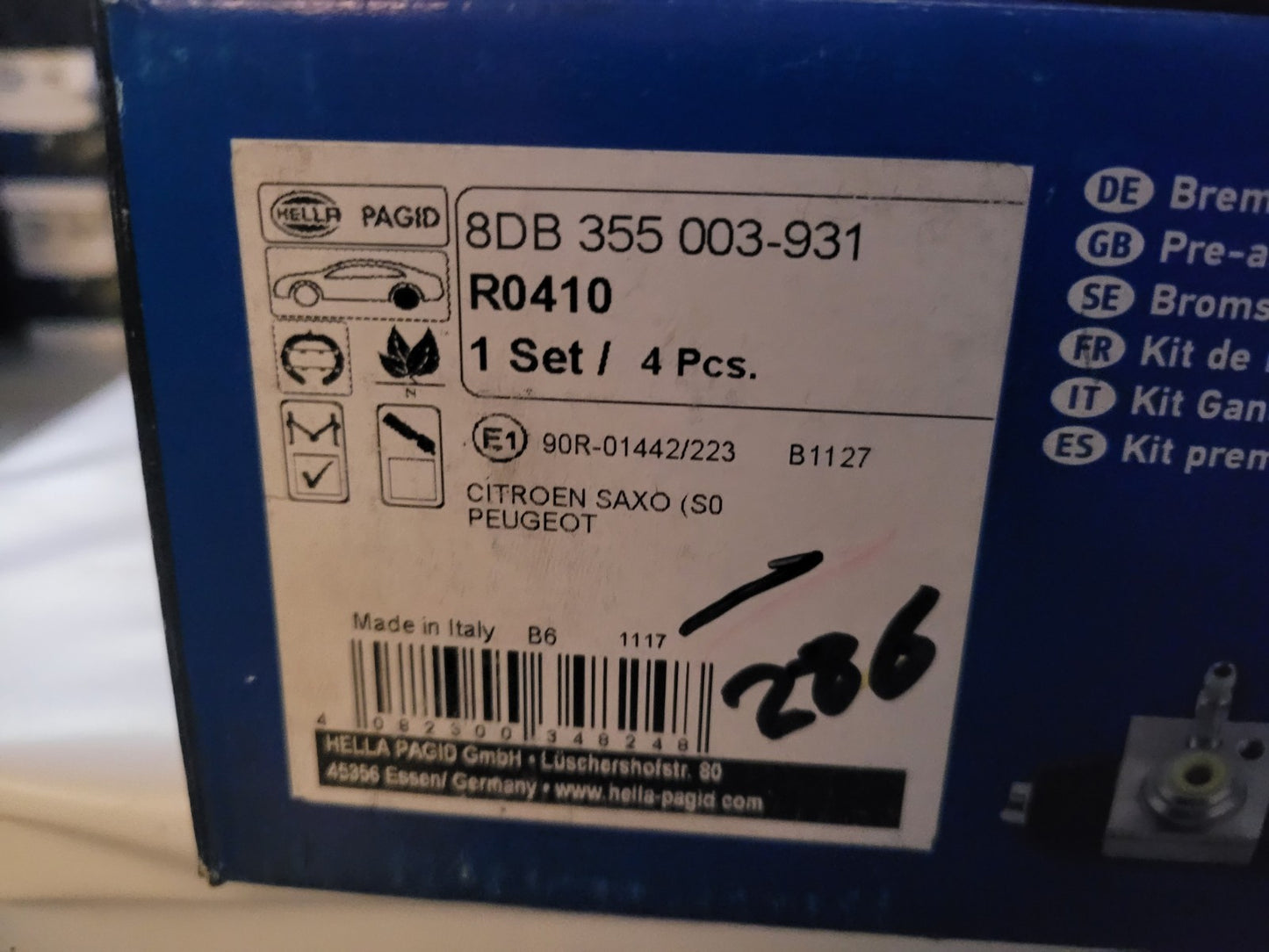 Jeu Mâchoires Ar NEUF Citroën Peugeot 106 Saxo 4082300348248 (#AUT286)