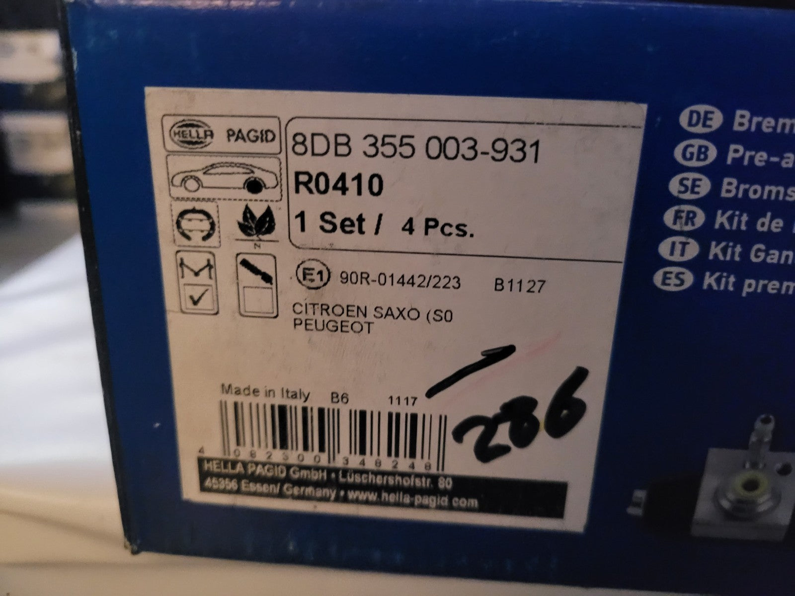 Jeu Mâchoires Ar NEUF Citroën Peugeot 106 Saxo 4082300348248 (#AUT286)