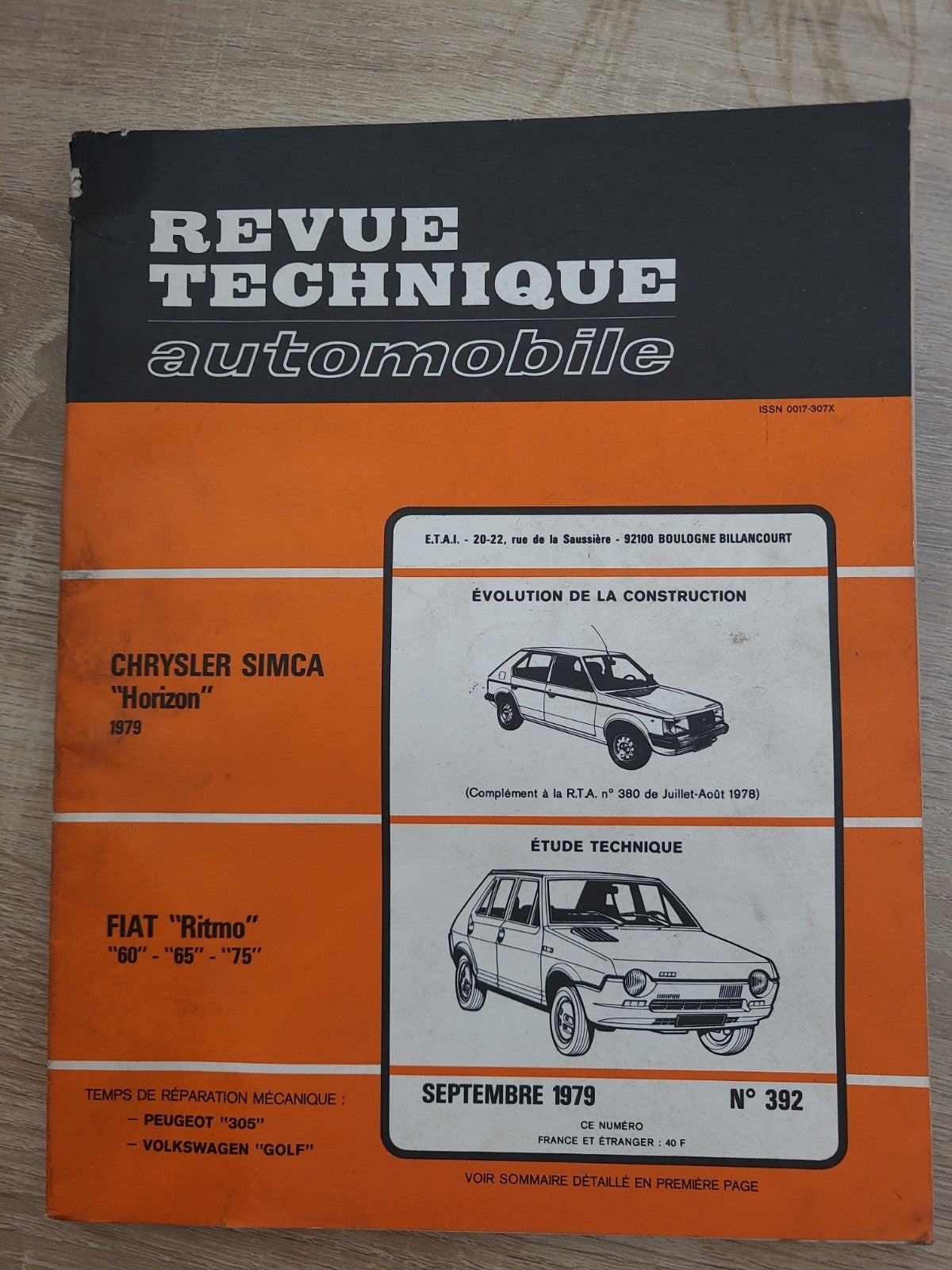 RTA Revue Technique Automobile Chrysler Horizon Simca Fiat Ritmo 1979 (Liv165)