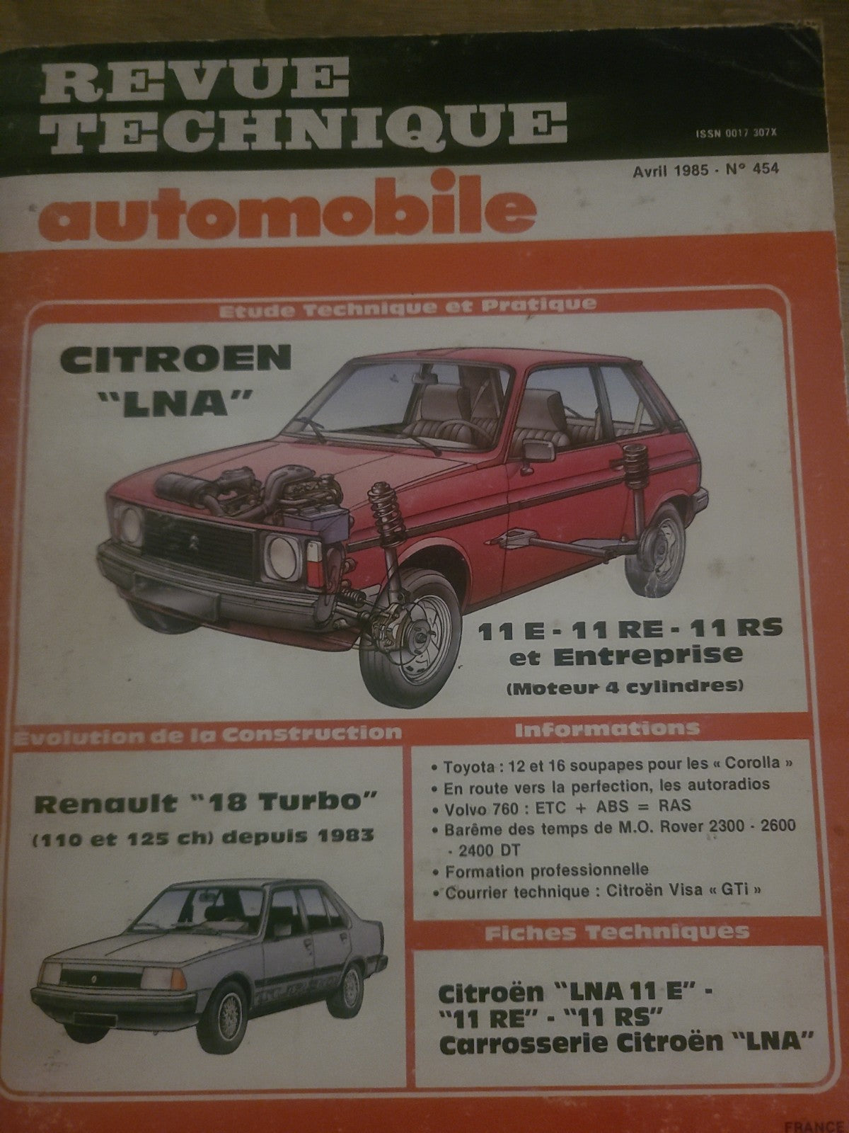 RTA Revue Technique Automobile Citroën LNA  Livre Ancien 1985 (Liv246)