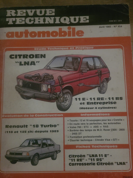 RTA Revue Technique Automobile Citroën LNA  Livre Ancien 1985 (Liv246)