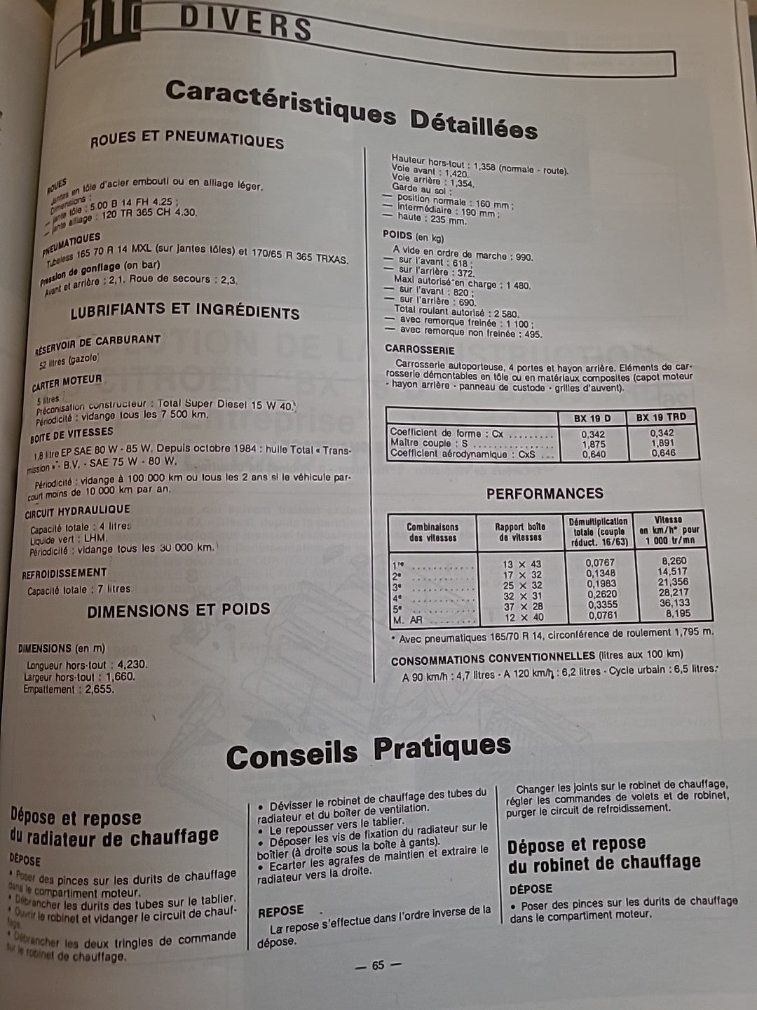 Revue Technique Citroën BX DIESEL RTA de 118 pages (Liv37)