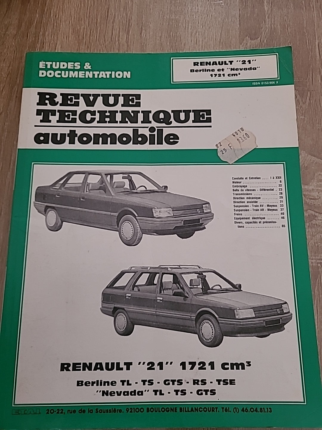Revue Technique RENAULT 21 1721 Tl Ts   RTA de 86 pages (Liv43)