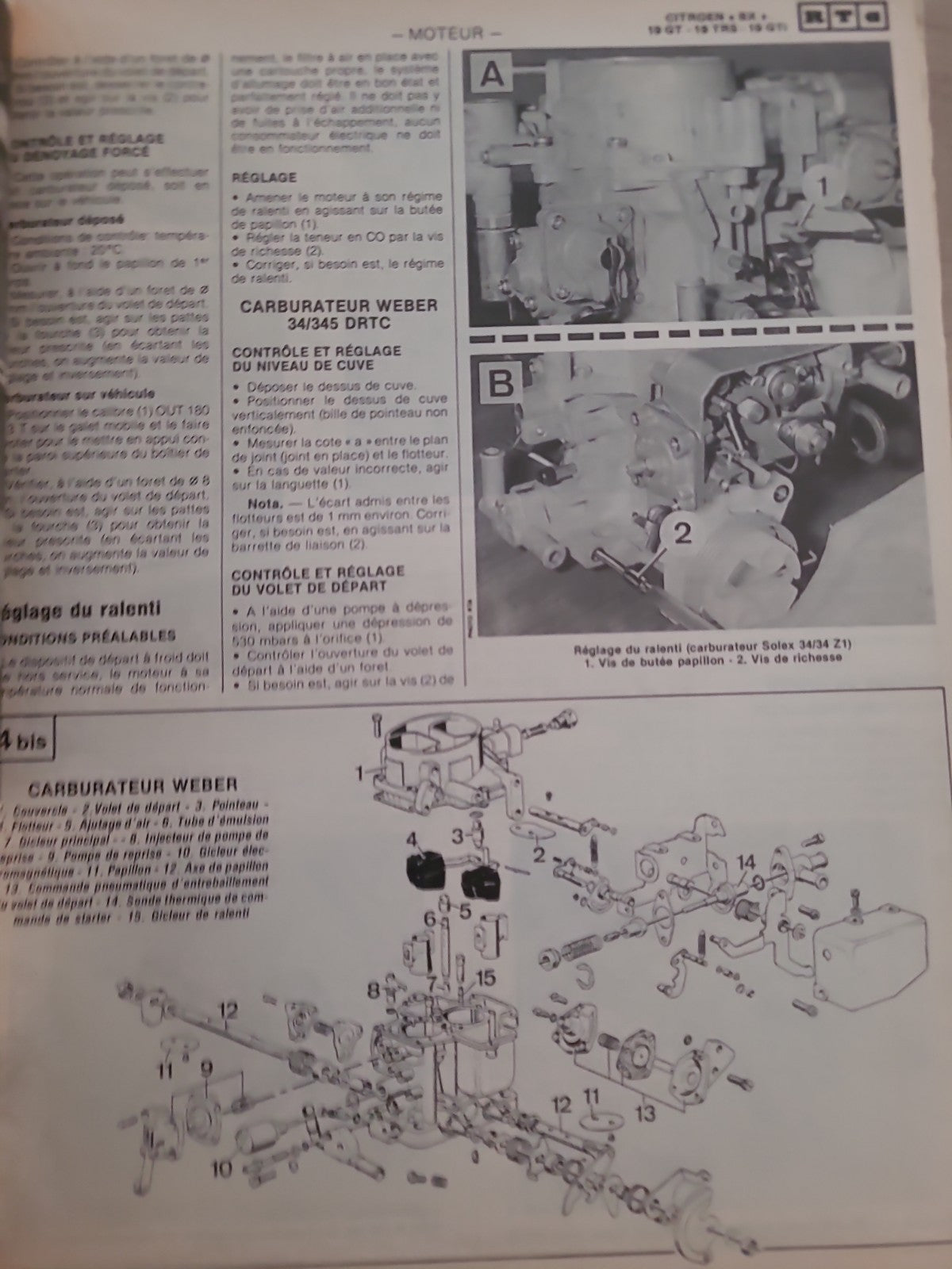 RTA Revue Technique Automobile Citroën BX GTi GT 1987 (Liv216)