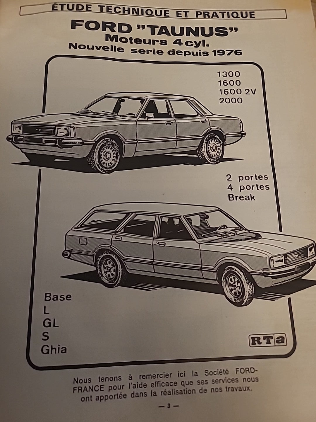 Revue Technique Auto Ford Taunus  RTA de 94 pages (Liv105)