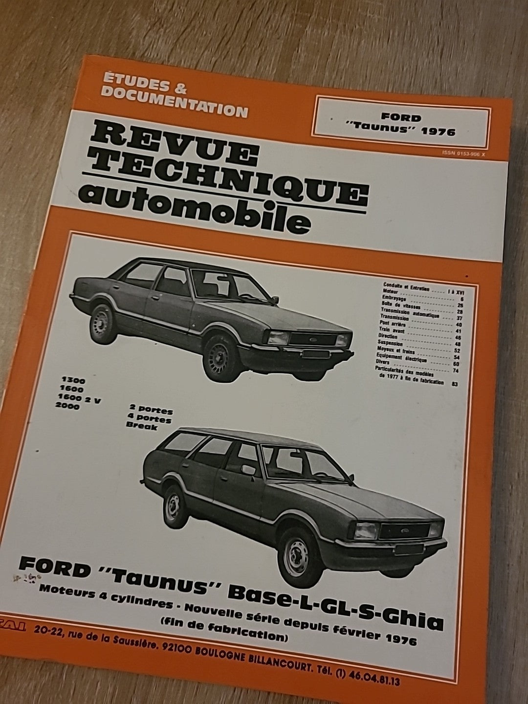 Revue Technique Auto FORD TAUNUS 1976 RTA de 94 pages (Liv76)