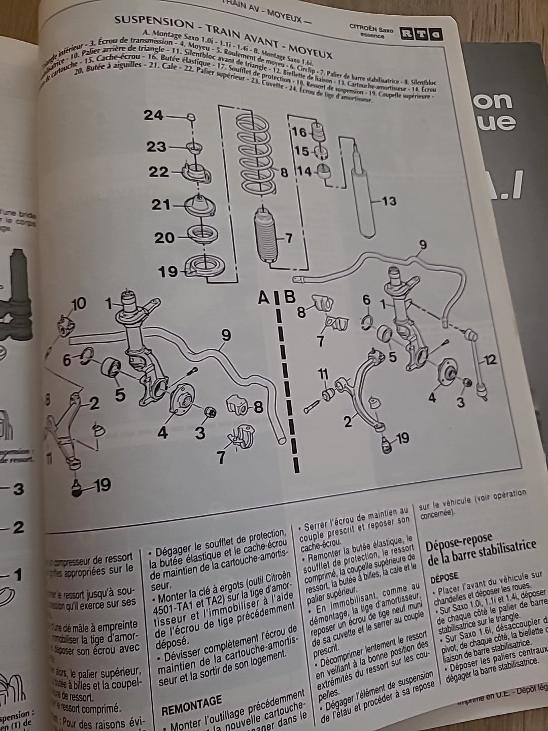 Revue Technique Citroën Saxo Essence RTA de 102 pages (Liv37)