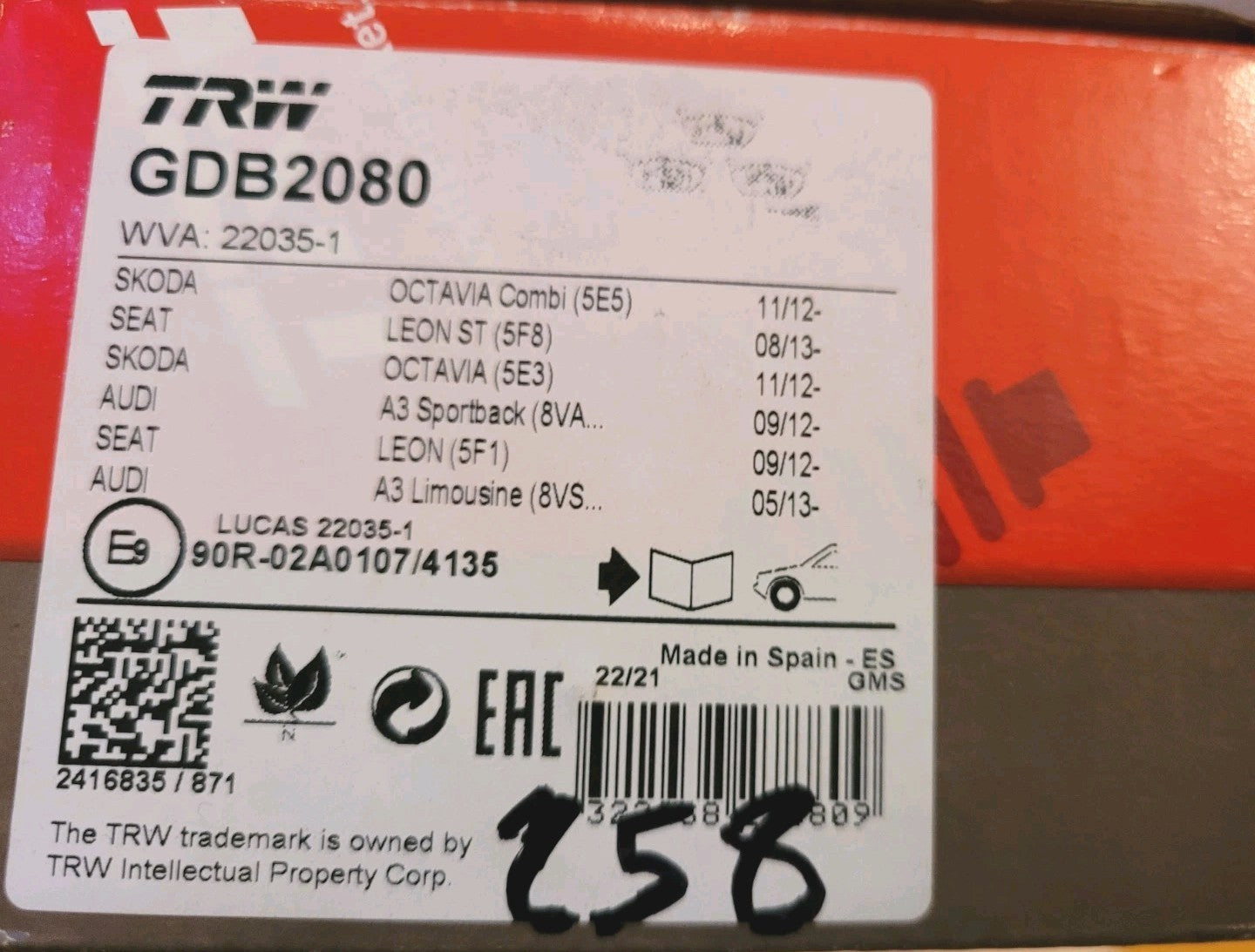 Jeu Plaquettes NEUF OCTAVIA Léon A3 Golf 7  3322938278809 (#AUT258)