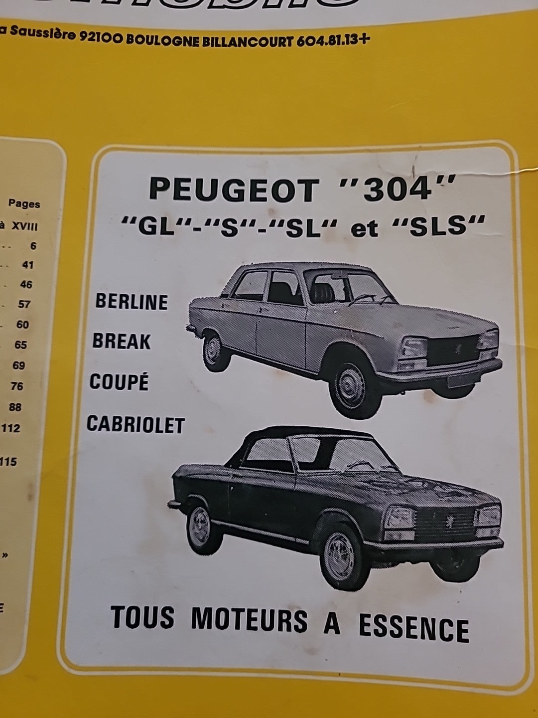 Revue Technique PEUGEOT 304 RTA de 122 pages (Liv28)