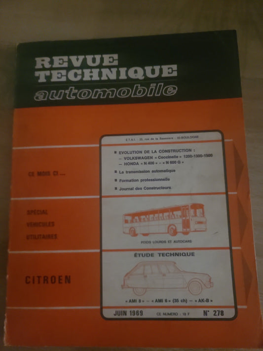 RTA Revue Technique Automobile Citroën Special Utilitaires  1969 (Liv247)