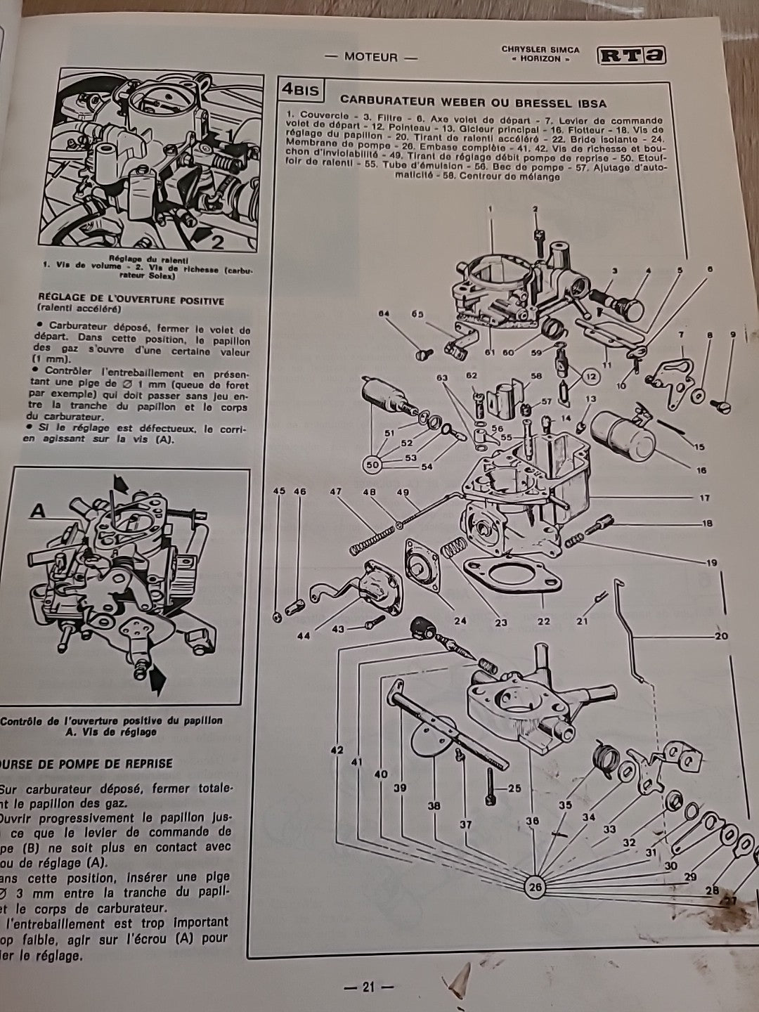Revue Technique SIMCA TALBOT CHRYSLER HORIZON  de 132 pages (Liv58)