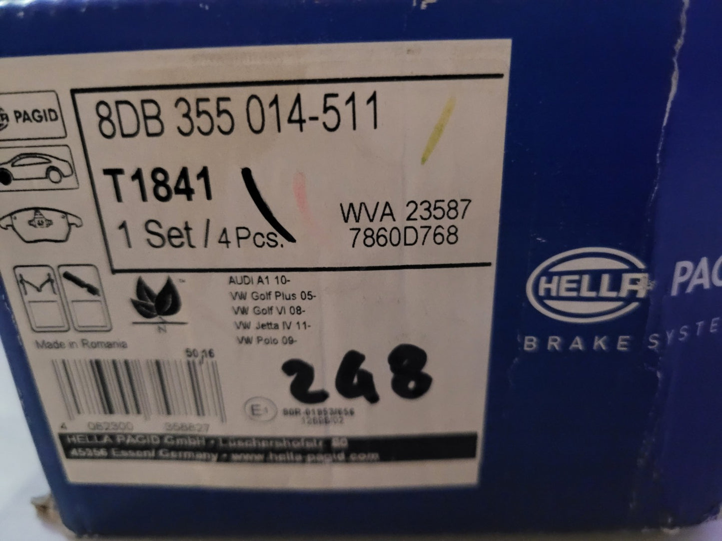Jeu Plaquettes NEUF Audi A1 Volkswagen Golf 6 WVA23587 8020584062548 (#AUT248)