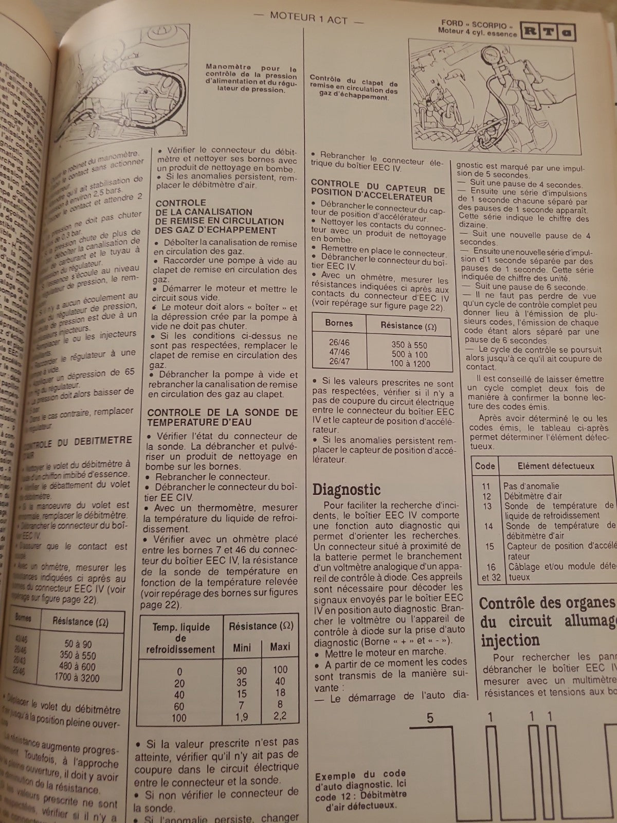 RTA Revue Technique Automobile Ford Scorpio Essence 1989 (Liv188)