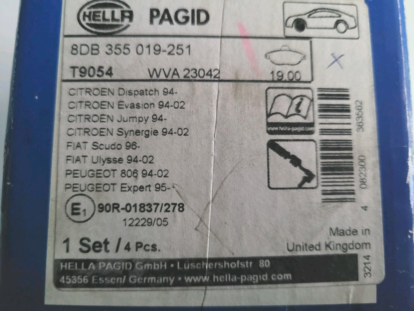 Plaquettes Av Citroën Évasion Peugeot 806 Fiat Ulysse Jumpy Wva23042 (#AUT185)