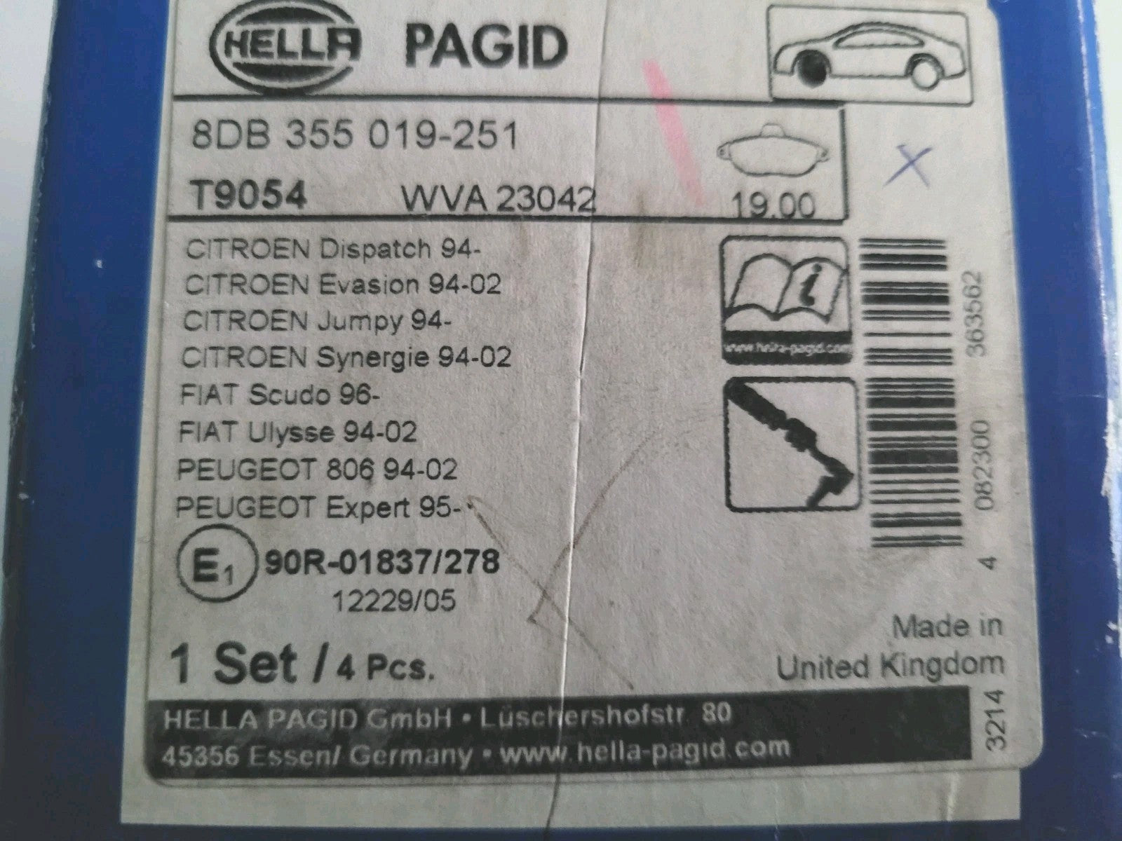 Plaquettes Av Citroën Évasion Peugeot 806 Fiat Ulysse Jumpy Wva23042 (#AUT185)