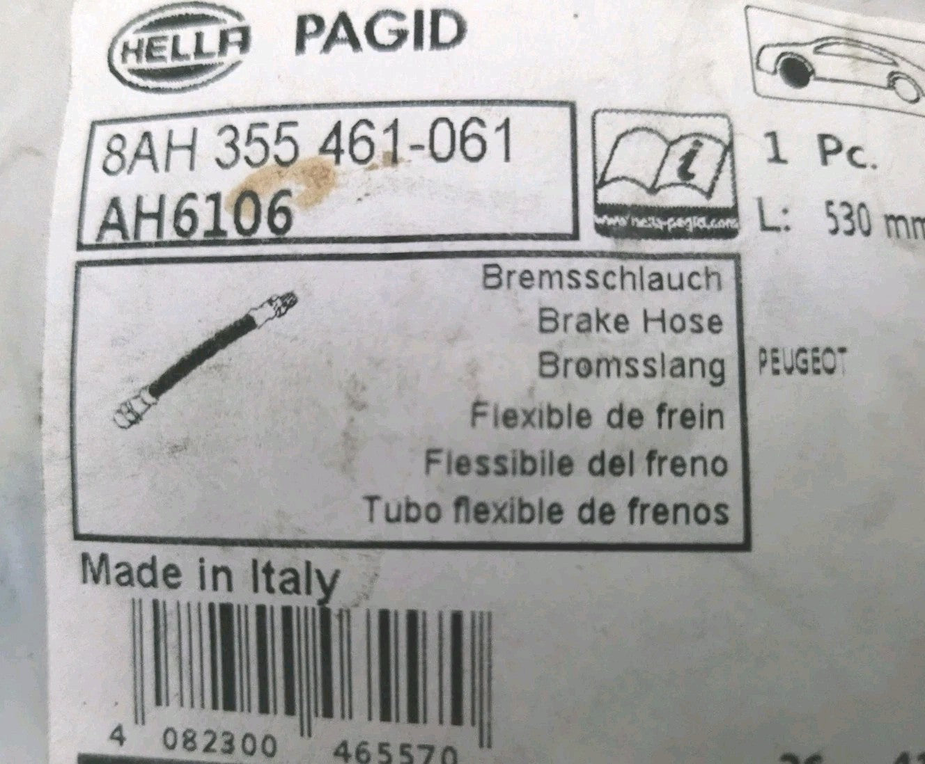 Flexible De Frein Hella Peugeot AH6106 530mm 480680 460880 (#AUT154)