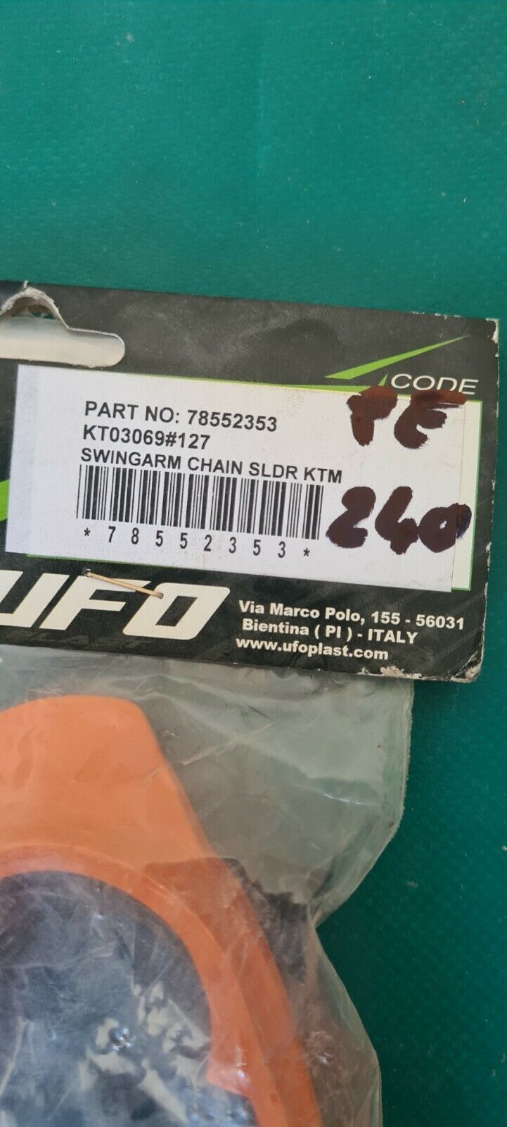 Passage de chaîne bras oscillant KTM ufo (code PE240)