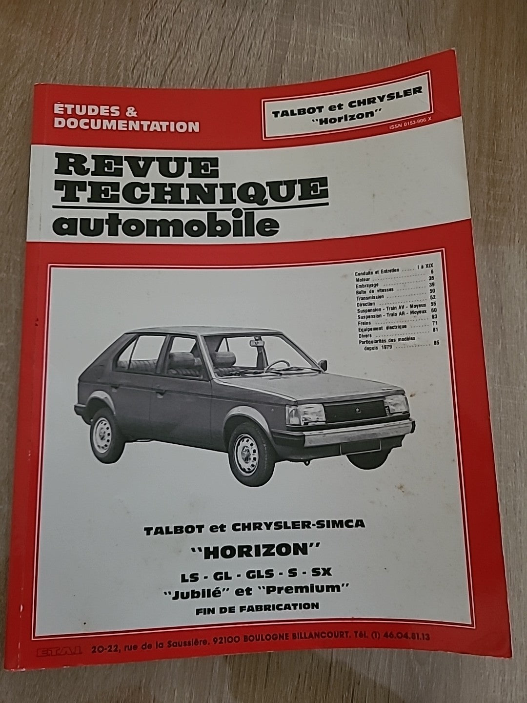 Revue Technique SIMCA TALBOT CHRYSLER HORIZON  de 132 pages (Liv58)
