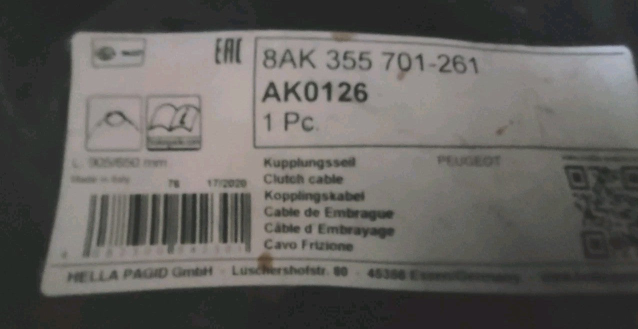 Câble D'embrayage Hella PSA Peugeot Citroën AK0126 (#AUT176)
