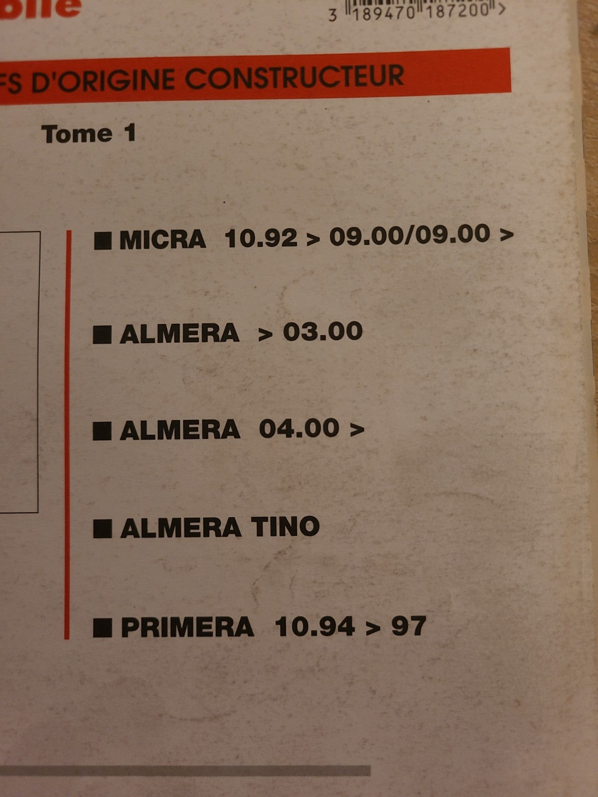 Baremes Temps Revue Technique Automobile NISSAN Collector 2000 (Liv149)