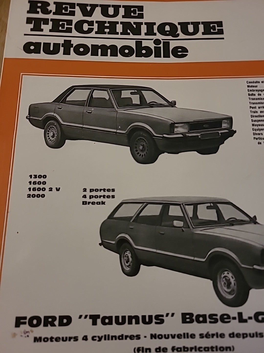Revue Technique Auto FORD TAUNUS 1976 RTA de 94 pages (Liv76)