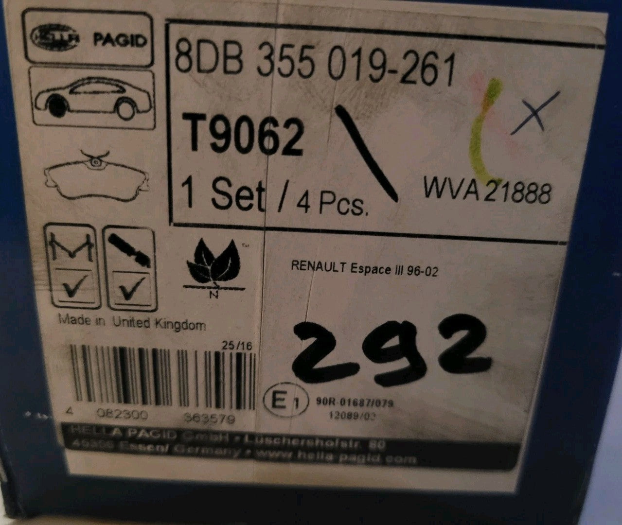 Jeu Plaquettes Av NEUF Renault Espace 3 96-2002  4082300363579 (#AUT292)