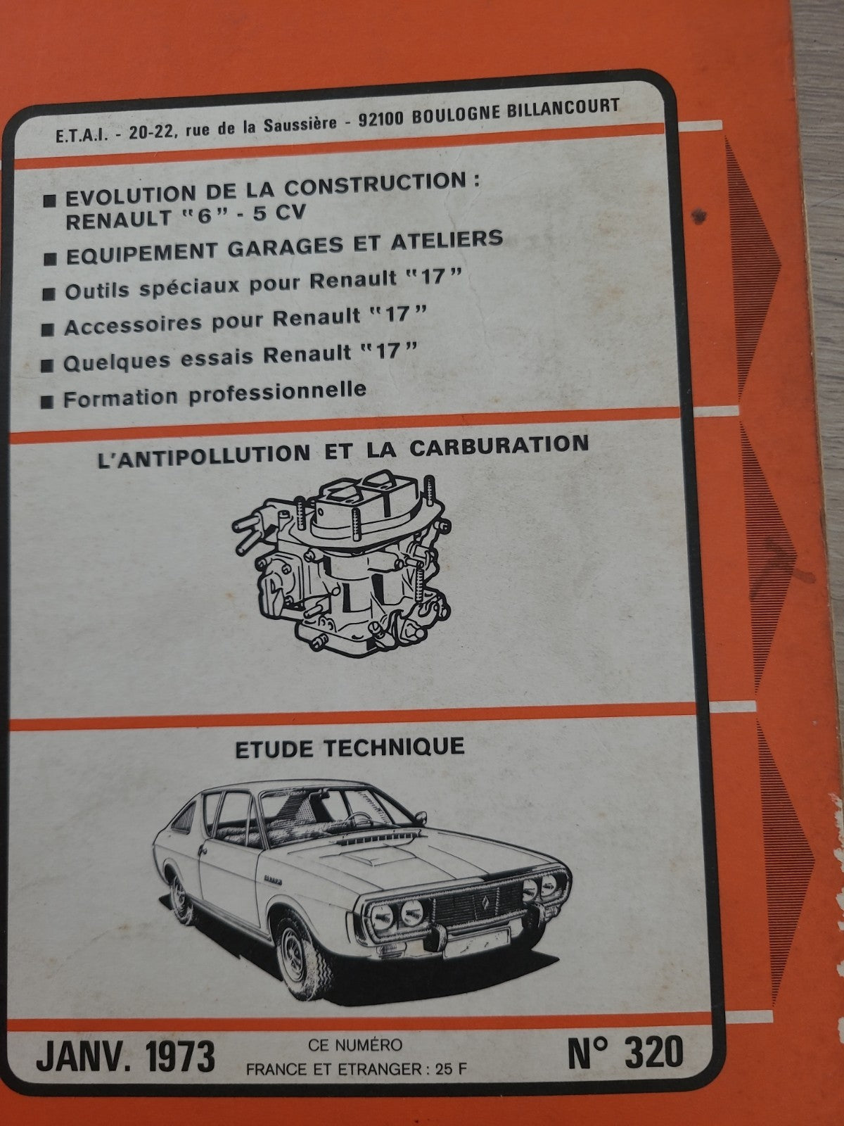 RTA Revue Technique Automobile Renault 17 TL TS 1973 (Liv178)