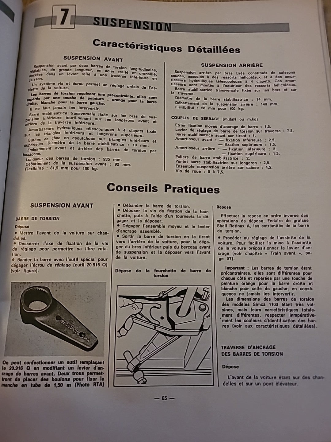 Revue Technique Auto SIMCA 1307 1308 1309 RTA de 125 pages (Liv84)