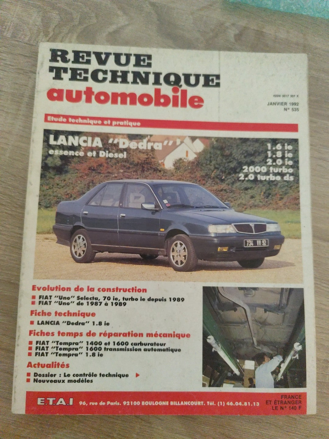 Revue Technique Auto Lancia Dedra Essence Et Diesel RTA  (Liv125)