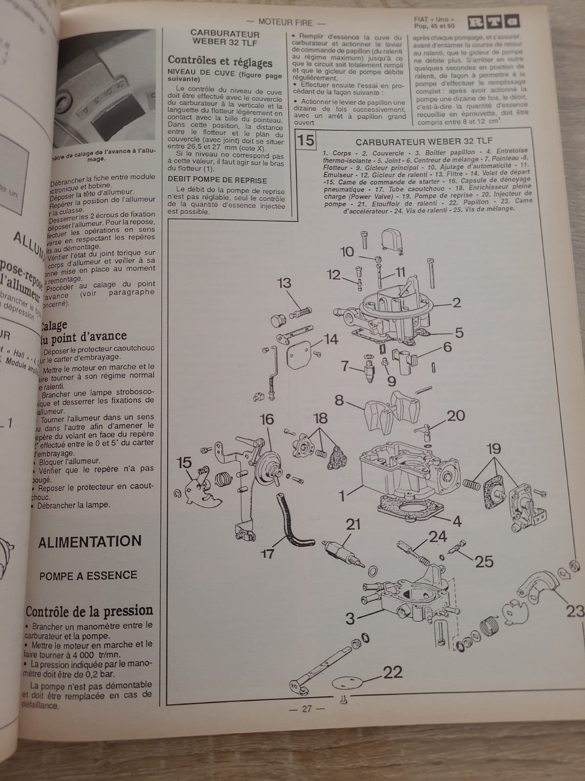 RTA Revue Technique Automobile Fiat Uno Essence 1990 (Liv195)