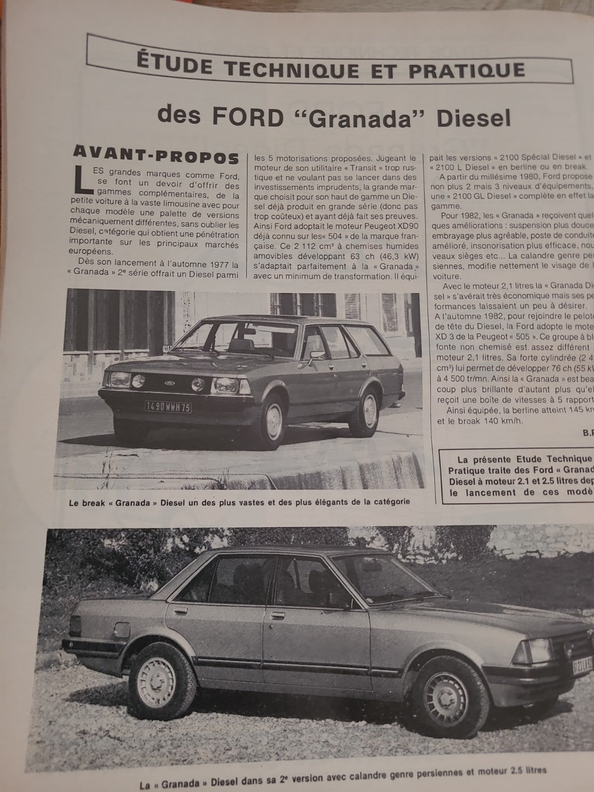 RTA Revue Technique Automobile Ford Granada Diesel 1984 (Liv158)