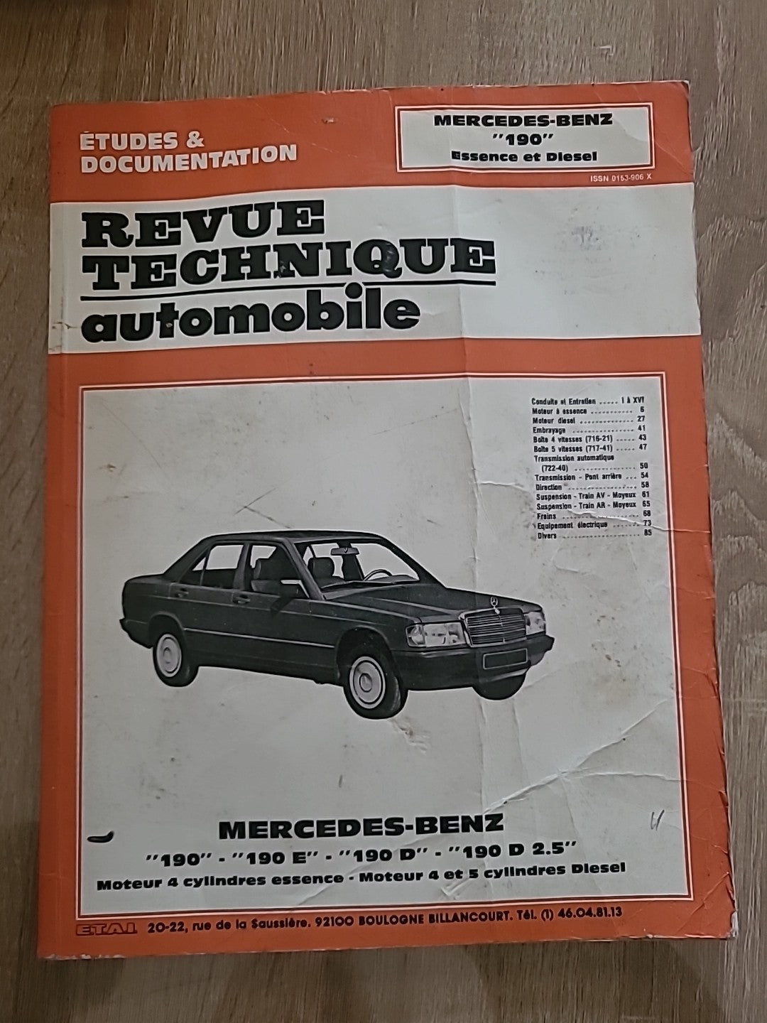 Revue Technique MERCEDES 190  RTA de 86 pages (Liv41)