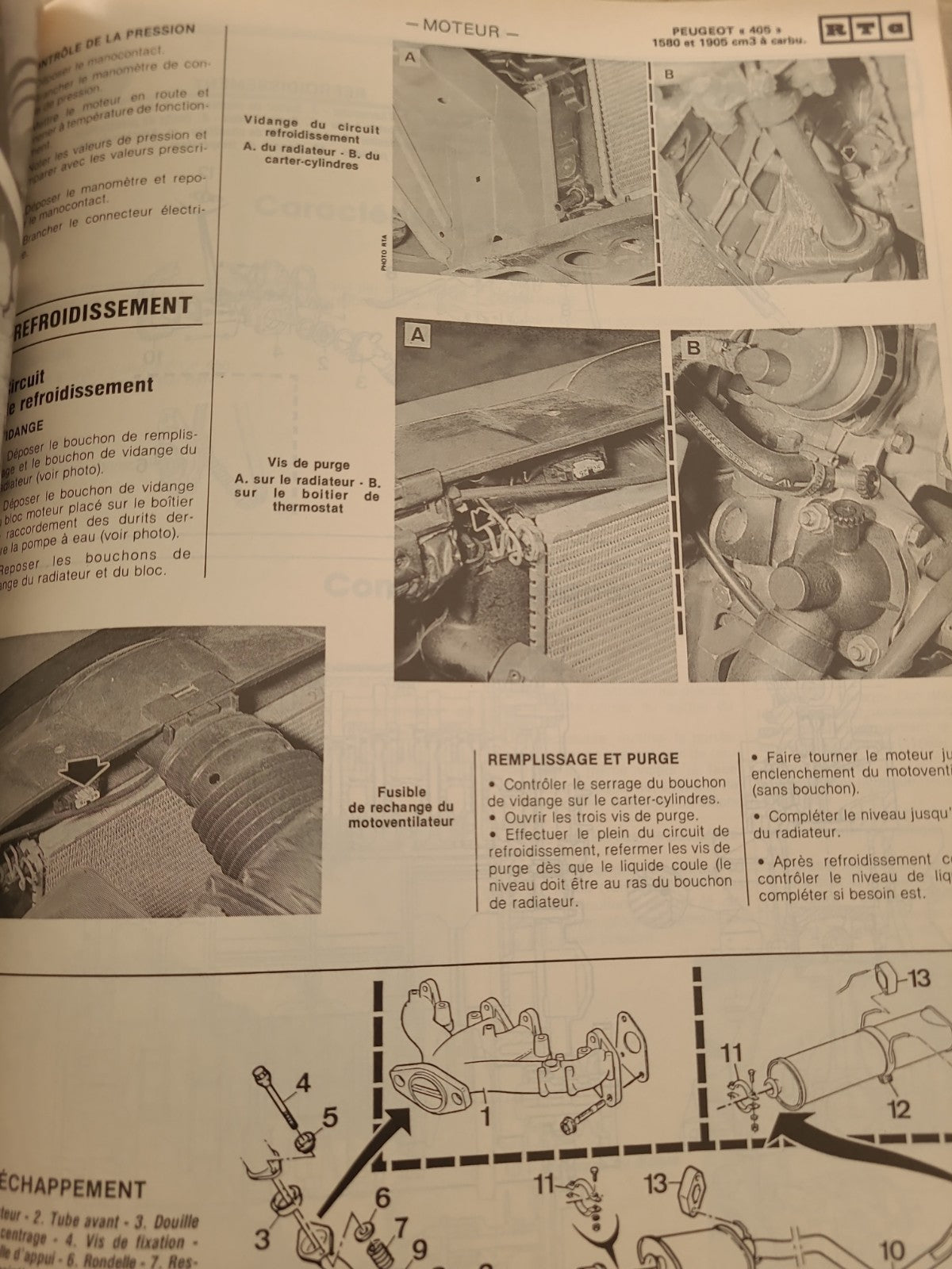 RTA Revue Technique Automobile Peugeot 405 Carbu 1987 (Liv223)
