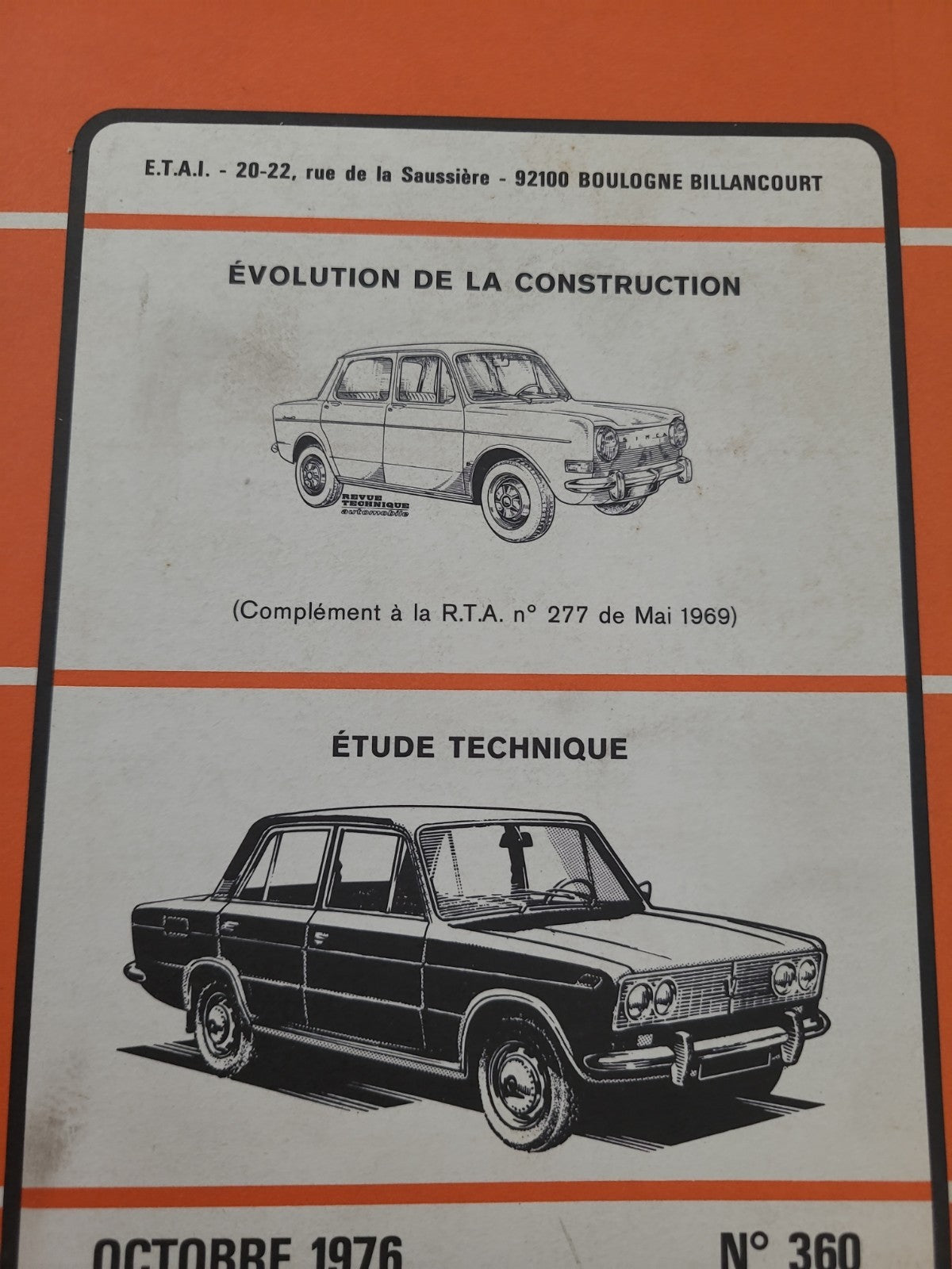 RTA Revue Technique Automobile Simca 1000 Lada 1200 1976 (Liv175)