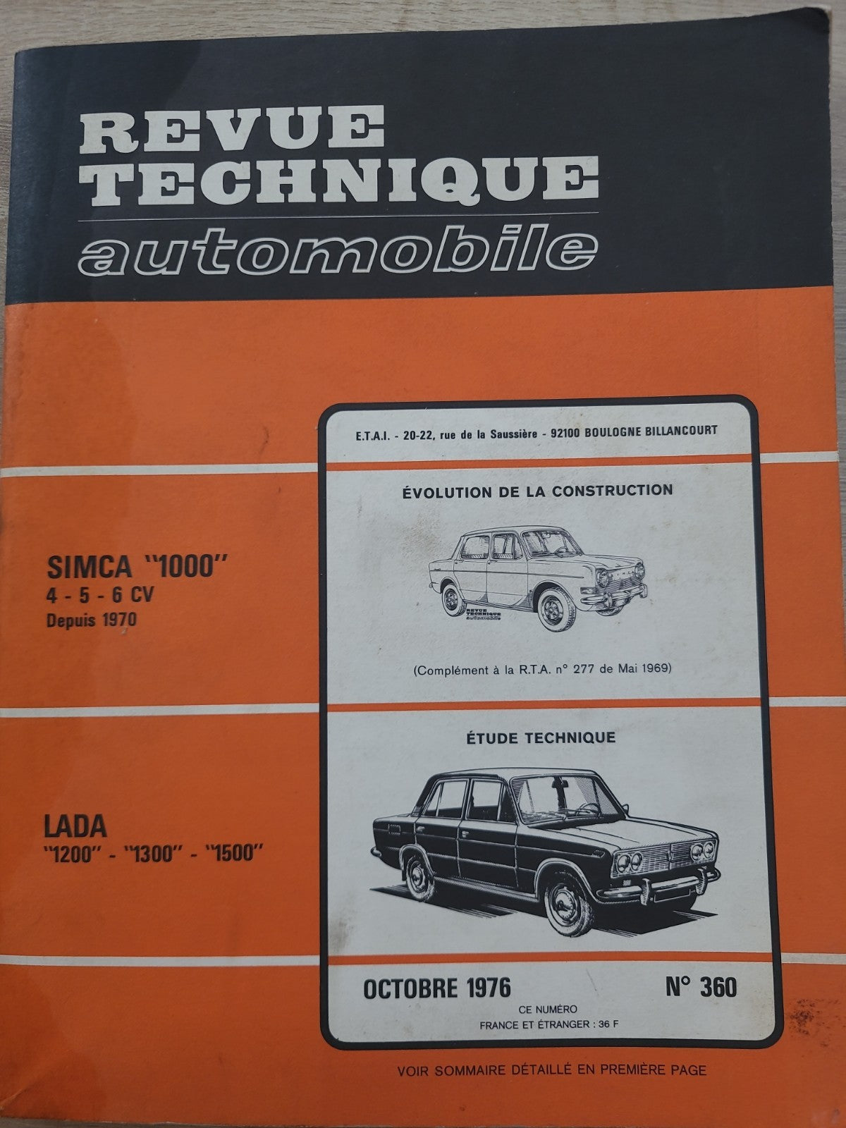RTA Revue Technique Automobile Simca 1000 Lada 1200 1976 (Liv175)