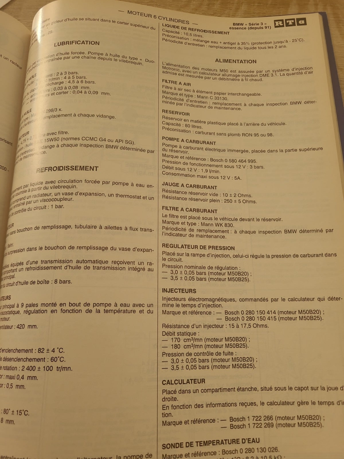 RTA Revue Technique Automobile BMW Série 3 Essence 1992 (Liv209)
