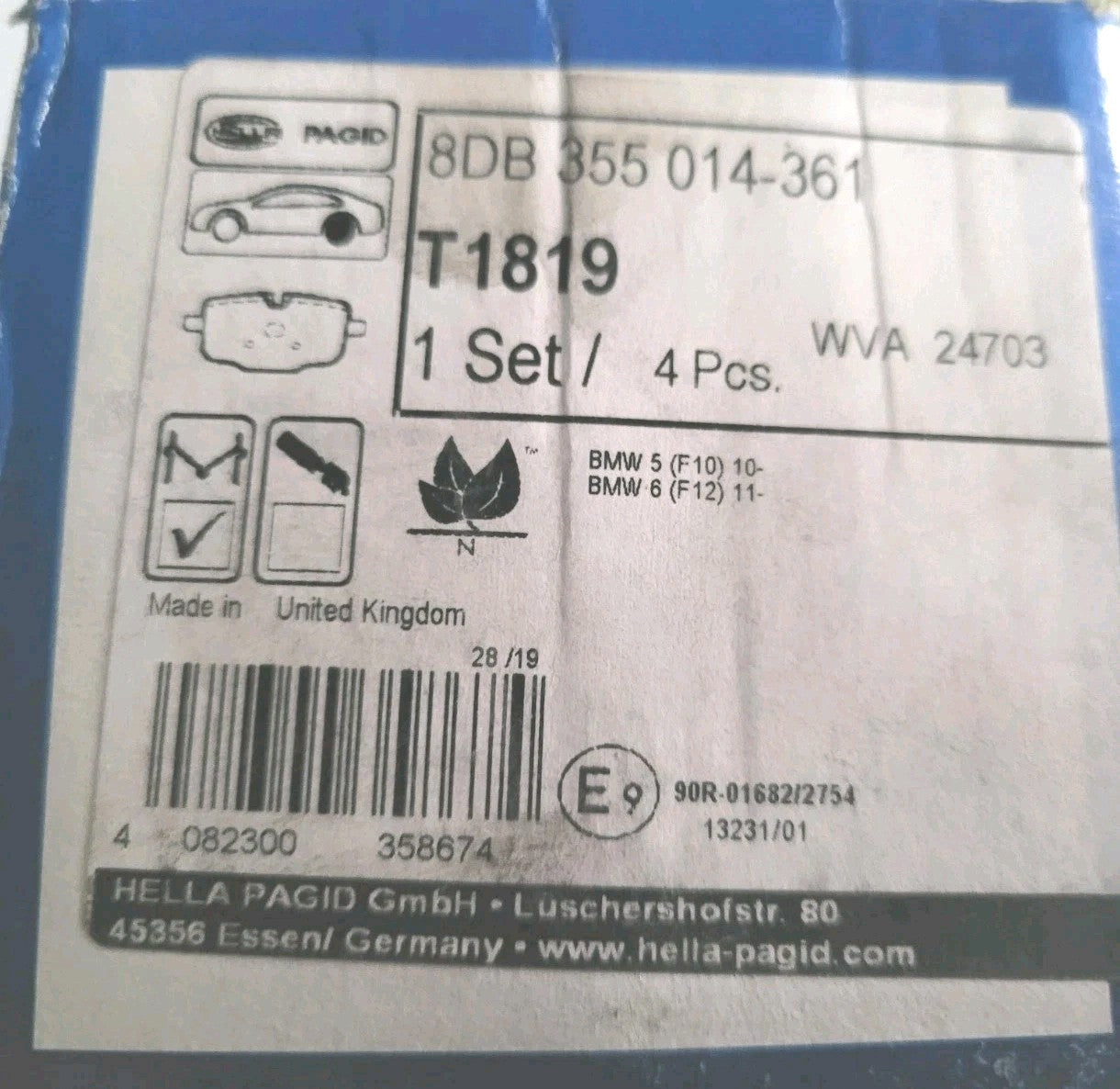 Plaquettes Ar BMW F10 F12 Wva24703 (#AUT182)