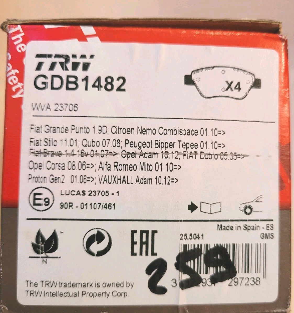 Jeu Plaquettes NEUF Av Psa Alfa Mito Opel 3322937297238 (#AUT259)