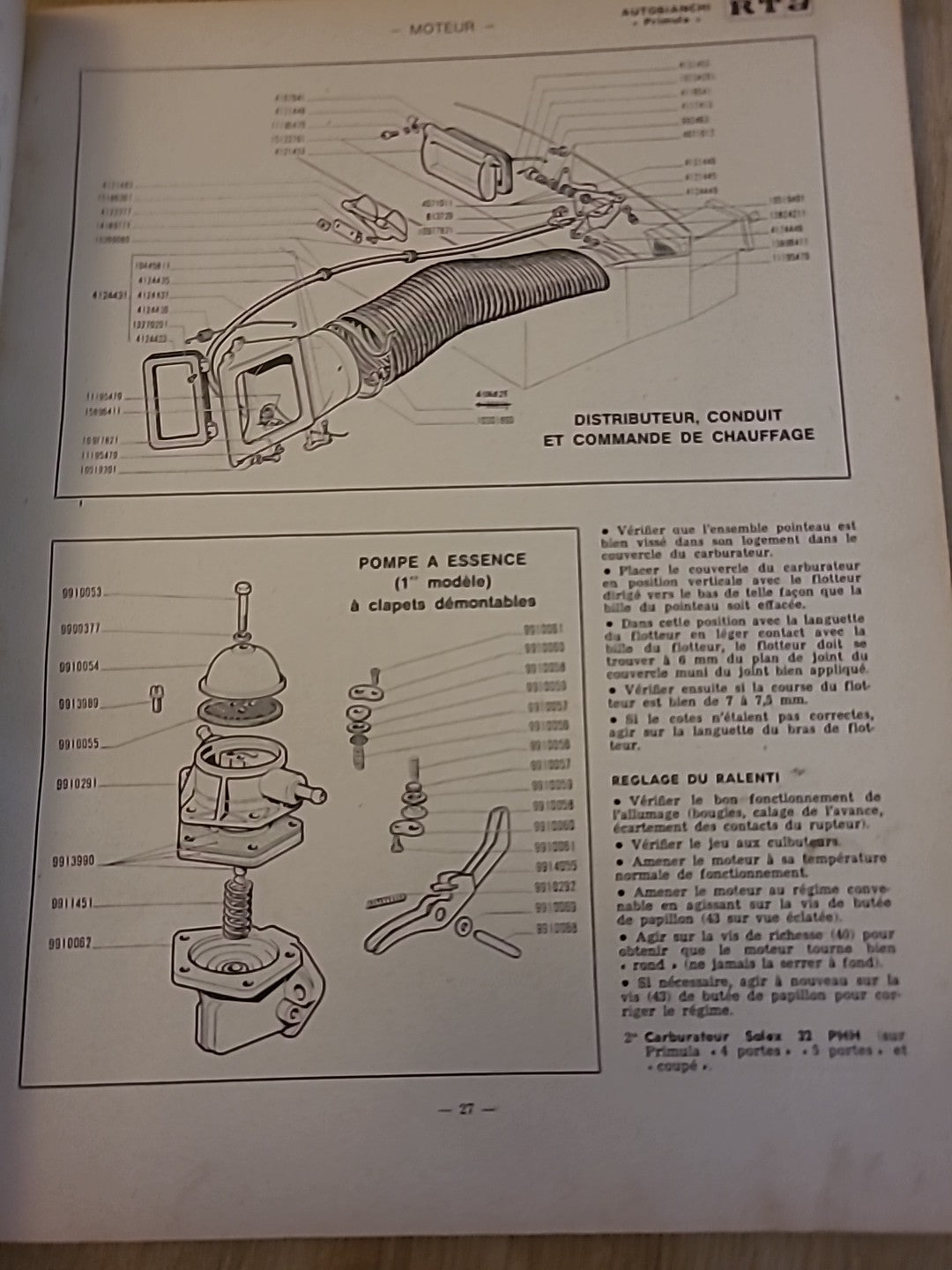Revue Technique Auto AUTOBIANCHI PRIMULA RTA de 60 pages (Liv81)