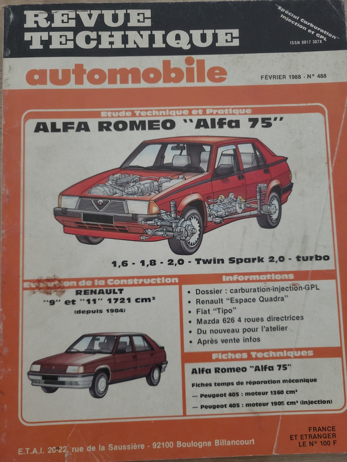 RTA Revue Technique Automobile Alfa Roméo 75 Essence 1988 (Liv224)