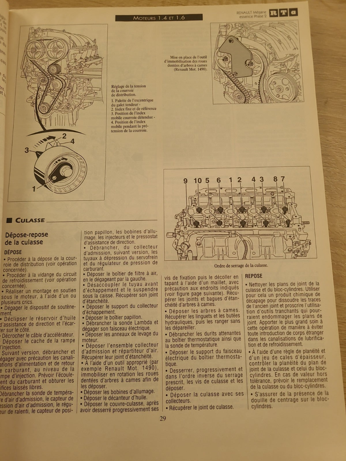 RTA Revue Technique Automobile Renault Mégane Phase 2 Après 99 Ess 2001 (Liv186)