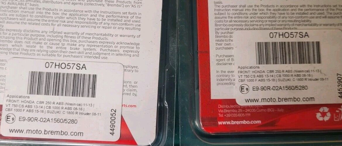 Jeu Plaquettes Avant BREMBO Cbr f 1000 Ref 07ho57sa (#24585)