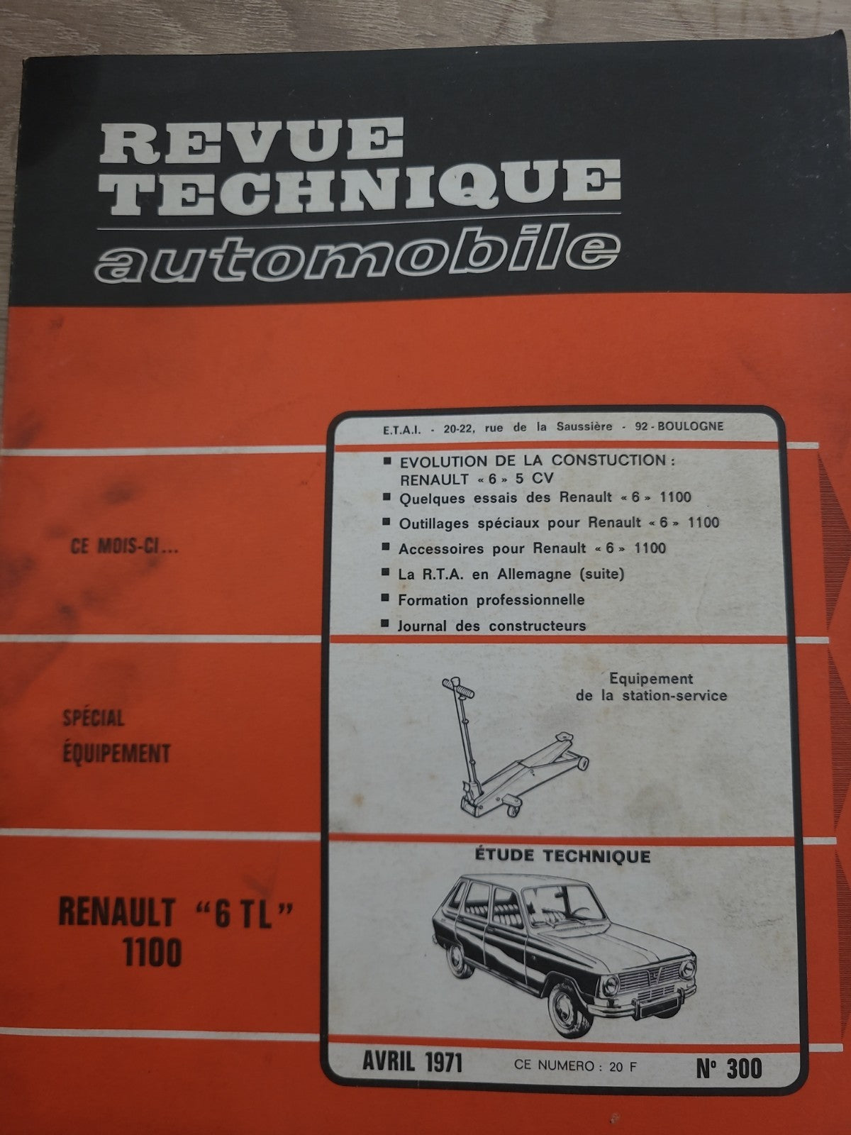 RTA Revue Technique Automobile Renault 6 TL 1100 1971 (Liv166)