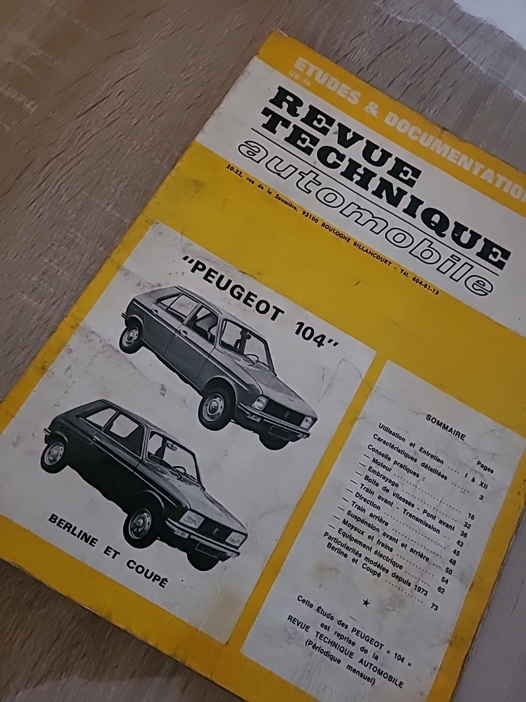 Revue Technique PEUGEOT 104 RTA de 78 pages (Liv65)