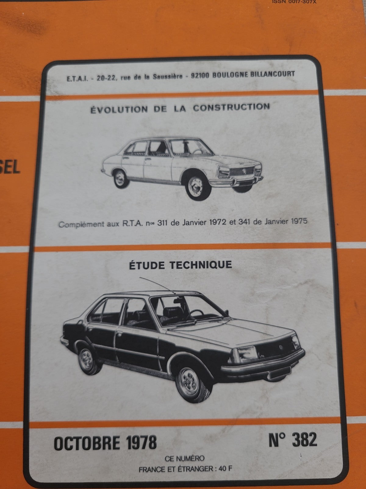 RTA Revue Technique Automobile Peugeot 504 D Renault 18 TS Gts 1978 (Liv162)