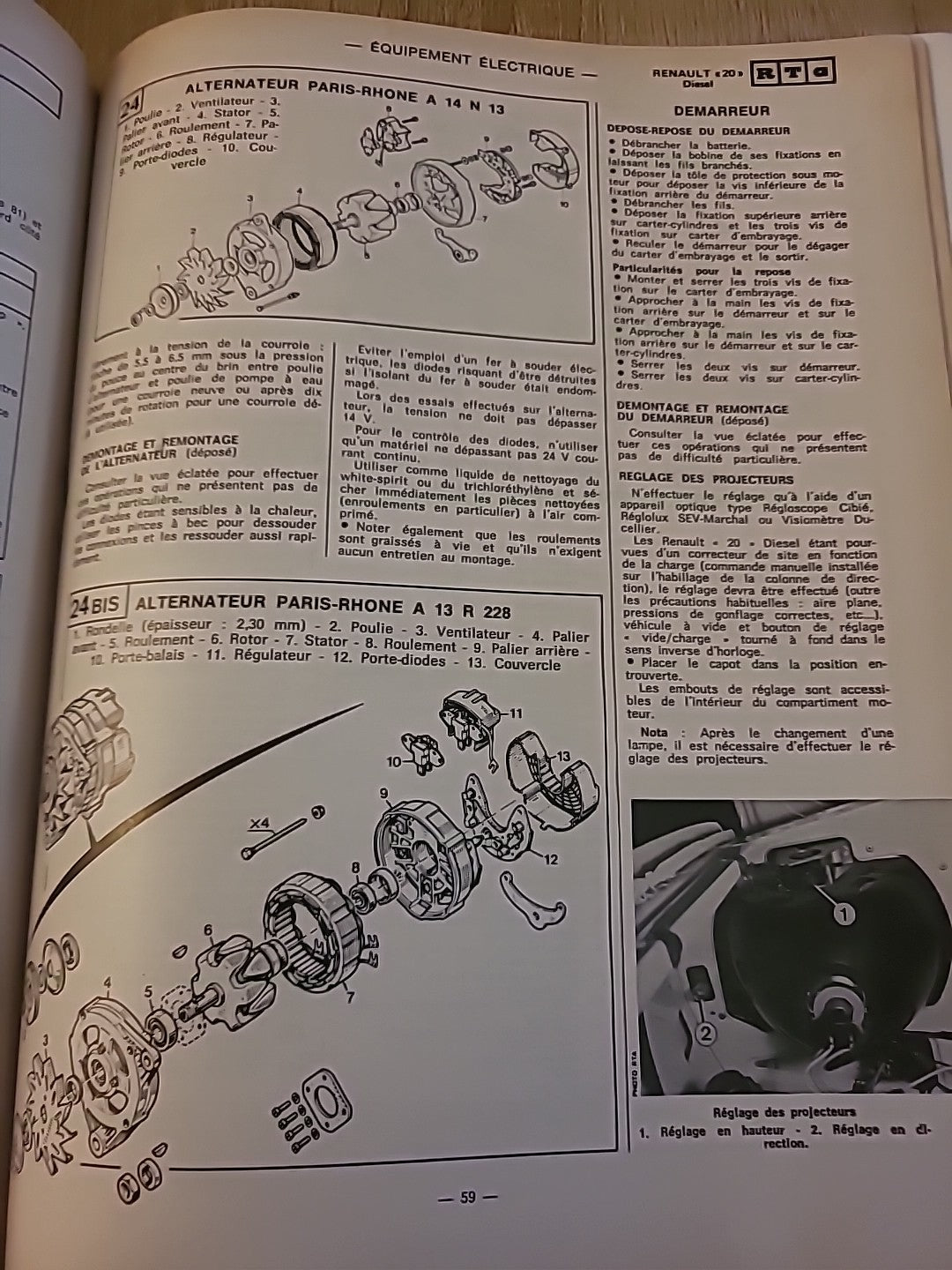 Revue Technique RENAULT 20 Diesel Turbo D  RTA de 108 pages (Liv70)