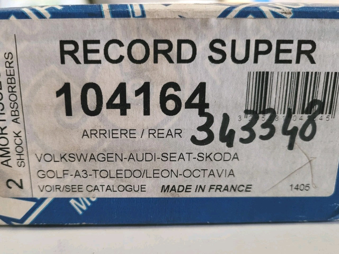 Jeu D'amortisseurs Arrieres NEUFS Record Volkswagen Audi Golf A3 104164 (#AUT202